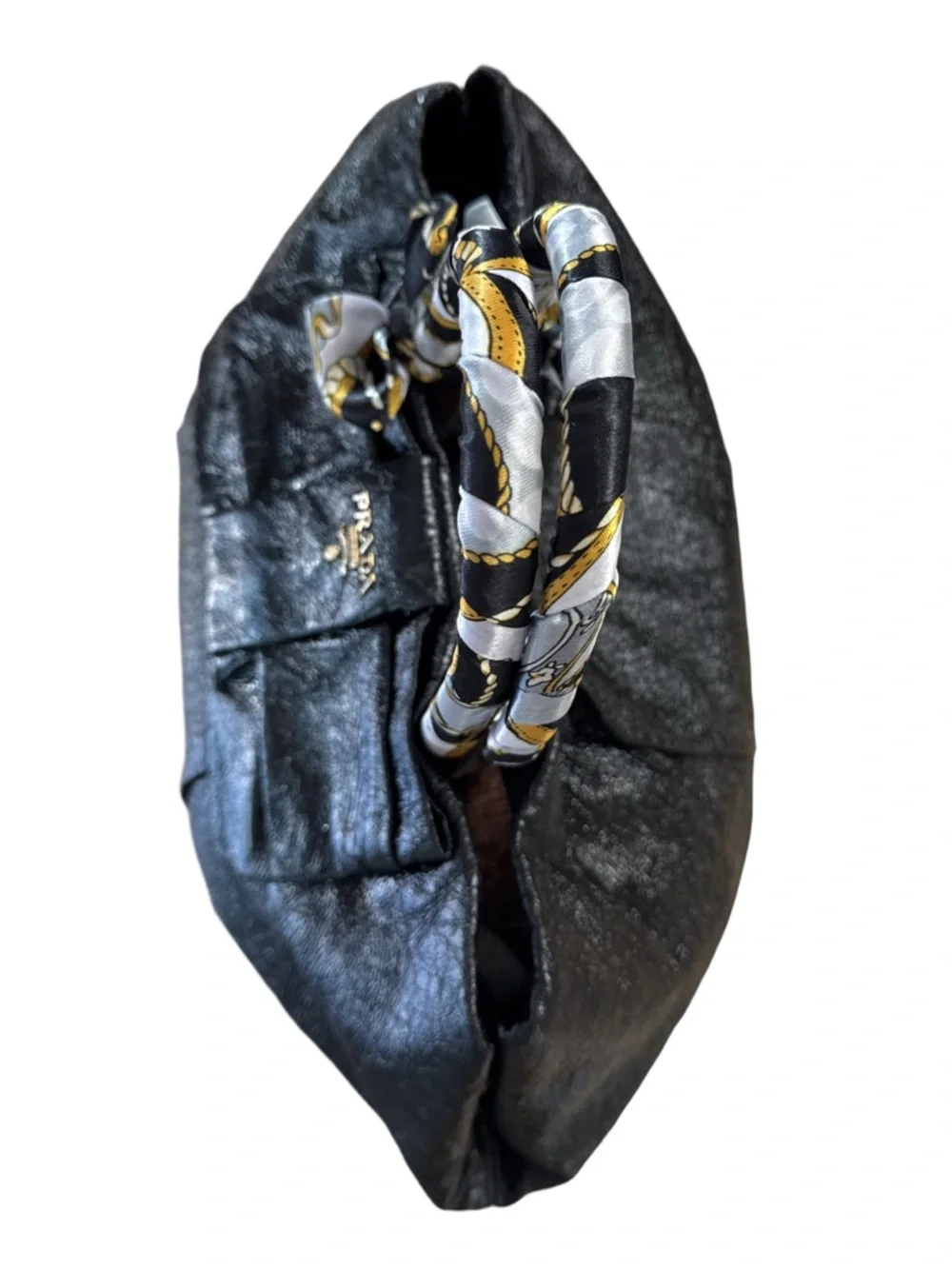 PRADA Ribbon Handbag Tote Black Patent with COA & Dust Bag VTG Medium 9x11x6 - Picture 8 of 17